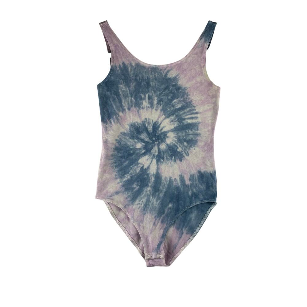 American Eagle Tie Dye Bodysuit Womens XS Snap Button Bottom Blue Purple